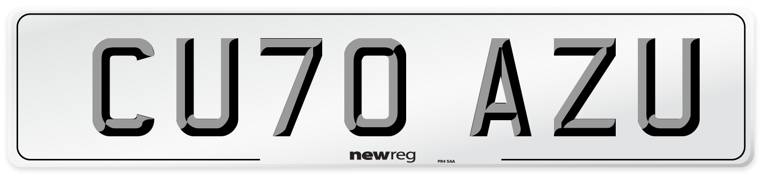 CU70 AZU Number Plate from New Reg